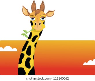 a vector cartoon showing a funny giraffe looking at camera