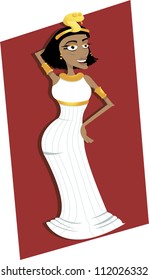 a vector cartoon showing a funny Queen Cleopatra