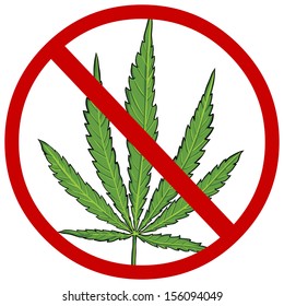 vector cartoon sign: no cannabis