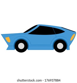 Vector Cartoon Simple Car On White Background