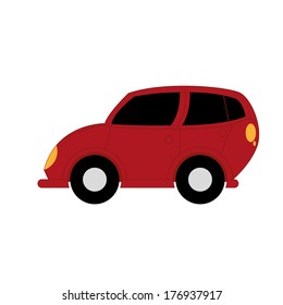 Vector Cartoon Simple Car On White Background