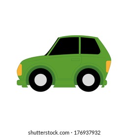 Vector Cartoon Simple Car On White Background