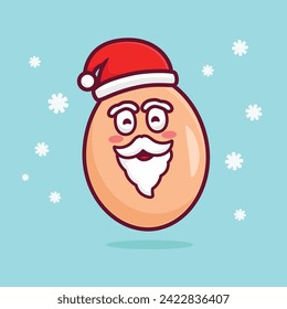 vector cartoon simple egg use santa hat art design, vector illustration