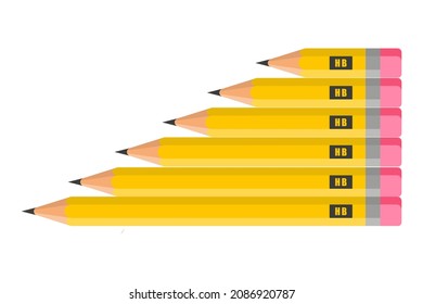 Vector cartoon simple pencils from smallest to largest. Back to school.