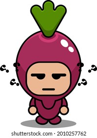 caricatura vectorial simple personaje de disfraces de mascota de batata con expresión confusa