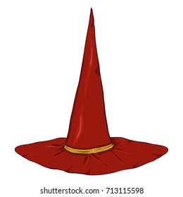 Vector Cartoon Single Red Wizards Hat on White Background