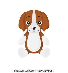 Vector cartoon sitting dog of Beagle breed. Puppy, pets design element.
