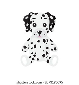 Perro vectorial sentado de la raza dálmata. Cachorro, elemento de diseño de mascotas.
