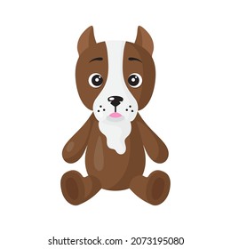 Vector cartoon sitting dog of Pitbull breed. Puppy, pets design element.