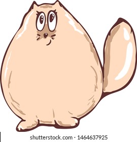 Vector cartoon sketch funny cat illustration with cute. Perfect for postcard, Valentine's day, anniversary, birthday. isolated on white background