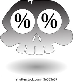 the vector cartoon skull