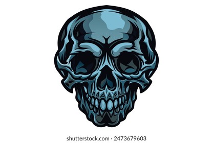 Vector Cartoon Skull Face Isolated