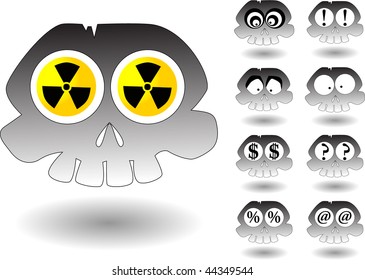the vector cartoon skull set