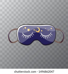 vector cartoon sleep mask isolated on transparent background. Violet sleeping mask icon