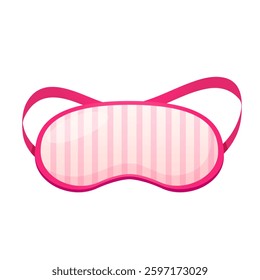 Vector cartoon sleeping mask in pink color with striped print isolated on white background.