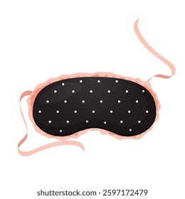 Vector cartoon sleeping mask with polka dot print and ruffles isolated on white background.