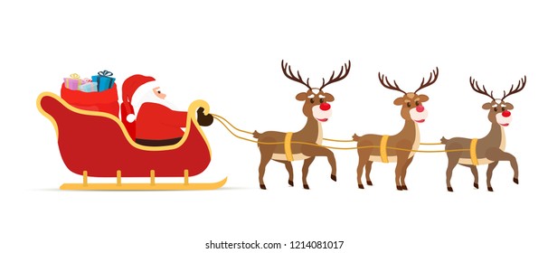 Color Background Set Three Reindeers Sleigh Stock Vector (Royalty Free ...