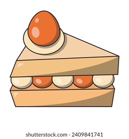 rebanada vectorial de pastel de crema con cereza roja encima