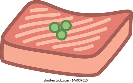 Vector Cartoon Slice Of Ham Emoji Icon Isolated 