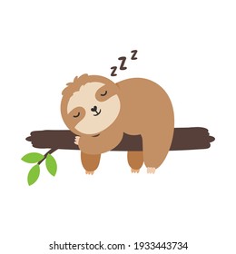 Vector Cartoon Slot Sleep Slowly moving slots hang on trees in various poses.