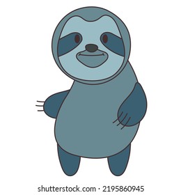 Vector cartoon sloth doodle. African animal. funny kind sloth bear. Funny cute slowth. Adorable little african animal for kids wear, nursery, poster, invitation, greeting card design