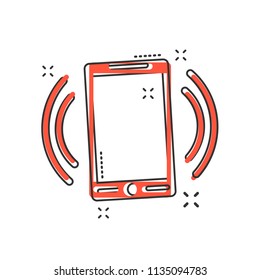 Vector cartoon smartphone icon in comic style. Phone sign illustration pictogram. Smartphone business splash effect concept.