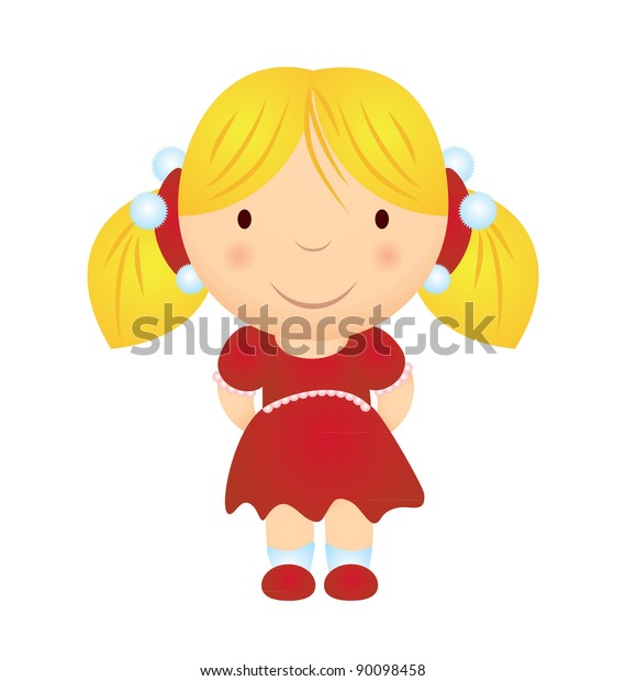 Vector Cartoon Smiling Blonde Girl Christmas Stock Vector (Royalty Free