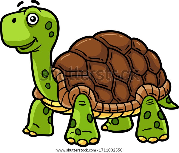 Vector Cartoon Smiling Green Turtle Stock Vector (royalty Free) 1711002550