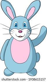 Vector cartoon smiling rabbit waving its paw