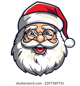 Caricatura vectorial, Santa Claus sonriente lleva gafas. en Navidad