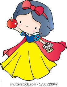caricatura vectorial nieve blanco aguantar manzana roja