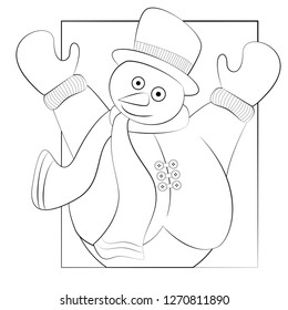 vector cartoon of snowman