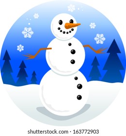 Vector cartoon snowman