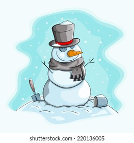 Vector cartoon snowman