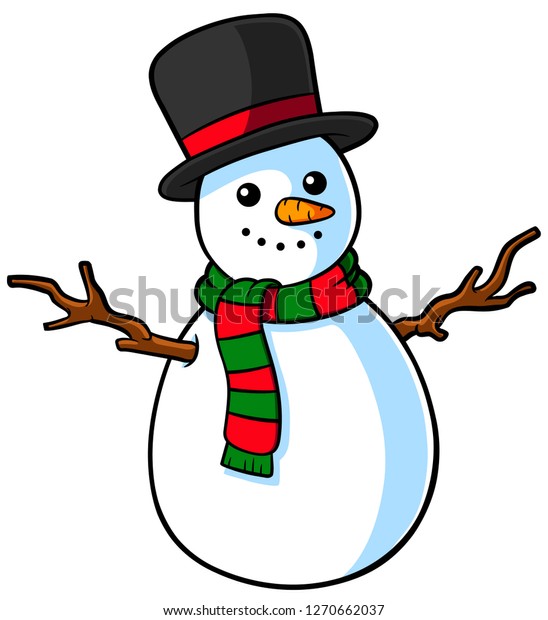 Vector Cartoon Snowman Green Red Scarf Stock Vector (Royalty Free ...