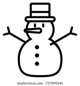 Vector Cartoon Snowman Icon Isolated On White Background