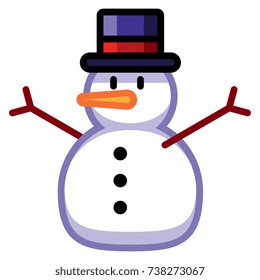 Vector Cartoon Snowman Isolated On White Background