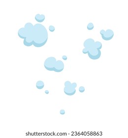 Vector cartoon soap foam set with bubbles. light blue suds of bath, shampoo, shaving, mousse.