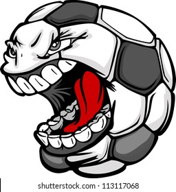 Vector Cartoon Soccer Ball With Screaming Face