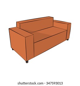 Vector cartoon sofa on white background.