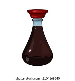 Vector Cartoon Soy Sauce Bottle with Red Cap