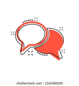 Vector cartoon speech bubble icon in comic style. Discussion dialog concept illustration pictogram. Talk bubble business splash effect concept.