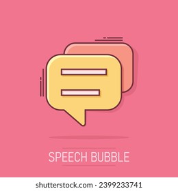 Vector cartoon speech bubble icon in comic style. Discussion dialog sign illustration pictogram. Comment cloud business splash effect concept.