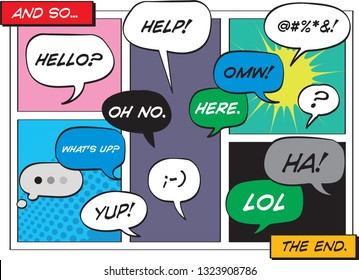 Vector cartoon speech texting balloons