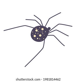 Vector cartoon spider. Scary with long paws. Design for Halloween. Flat cartoon vector illustration.