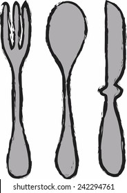 vector cartoon spoon, knife and fork