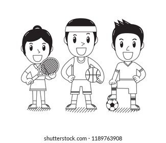 Vector cartoon sport people for design.