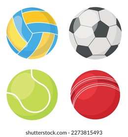 Vector cartoon sports balls. The concept of sports, hobbies and competitions. A useful activity. A bright element for your design.