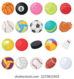 Vector cartoon sports balls. The concept of sports, hobbies and competitions. A useful activity. A bright element for your design.