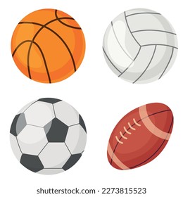 Vector cartoon sports balls. The concept of sports, hobbies and competitions. A useful activity. A bright element for your design.